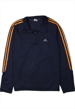 Vintage 90's Adidas Sweatshirt Quater Zip Navy Blue Medium