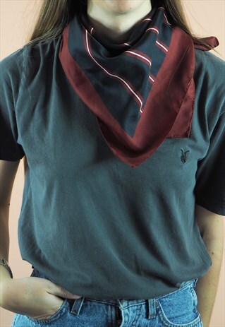 VINTAGE RED AND BLACK STRIPE SCARF