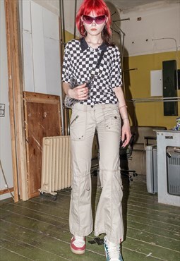 Vintage Y2K low-rise summer cargo trousers in cream
