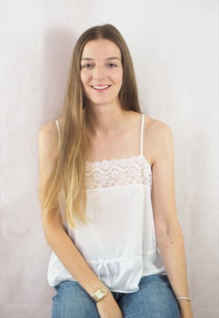 VINTAGE WHITE LACE CAMI TOP