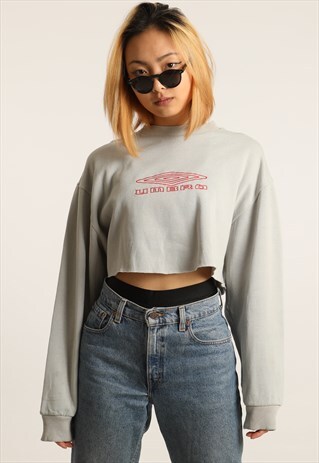 VINTAGE UMBRO EMBROIDERED LOGO CROPPED SWEATSHIRT