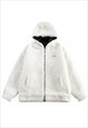 Reversible fleece jacket padded bomber fluffy winter coat