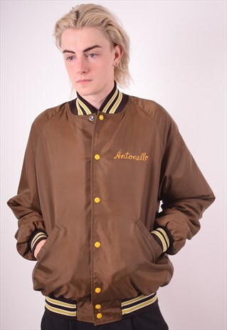 MENS VINTAGE BOMBER JACKET LARGE BROWN 90S