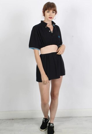 VINTAGE FRED PERRY REWORK CO-ORD SET CROP TOP & SKIRT