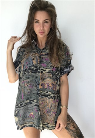 PATTERNED OVERSIZED RETRO VINTAGE UNISEX FESTIVAL SHIRT