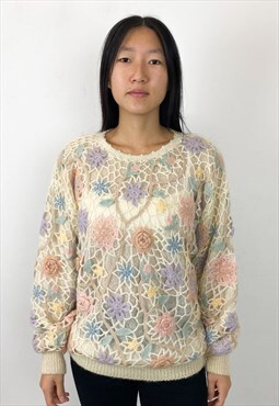 Vintage 90s knitwear floral mohair jumper 