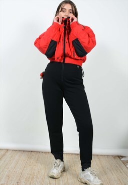 Vintage 90s Ski Suit Red and Black Retro Skiwear Size M