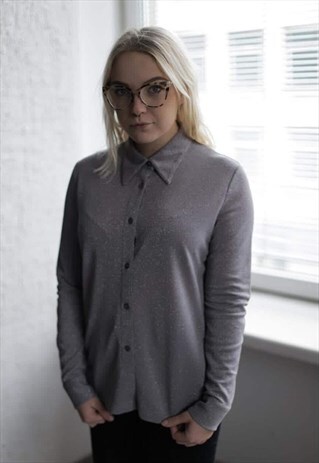 VINTAGE 80'S GREY/SILVER LONG SLEEVE SHIRT