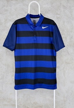 Nike Golf Polo Shirt Blue Striped Dri-Fit Men's Medium