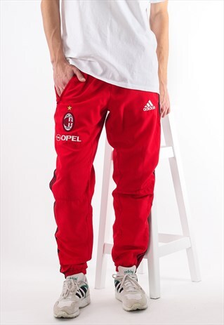 VINTAGE ADIDAS AC MILAN TRACKSUIT PANTS RED