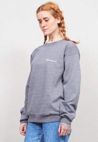 VINTAGE 90'S CHAMPION OVERSIZED DARK GREY SWEATER