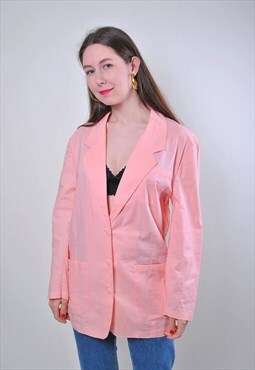Women vintage pink secretary blouse for work 