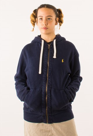 VINTAGE BLUE POLO RALPH LAUREN FULL ZIP HOODIE