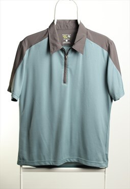Vintage Mountain Hard Wear  Polo Shirt Grey Turquoise