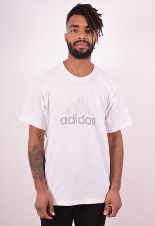 ADIDAS MENS VINTAGE T-SHIRT TOP XL WHITE 90S