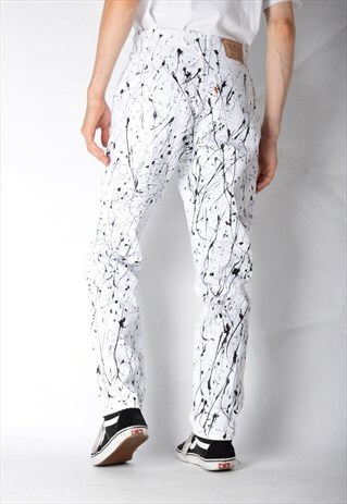 REWORKED VENOM VINTAGE 90S WHITE HAND PAINTED LEVIS JEANS