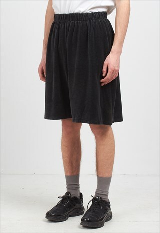 VINTAGE RETRO DARK GREY KTR VELVET SHORTS