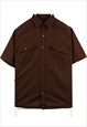 Vintage 90's Dickies Shirt Short Sleeve Button Up Brown