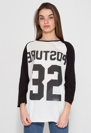 VINTAGE WHITE BLACK VAILENT CLOTHING LONG SLEEVE TOP