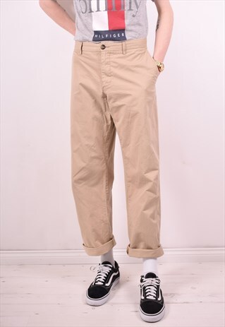 TOMMY HILFIGER MENS VINTAGE TROUSERS W36 L34 BEIGE 90S