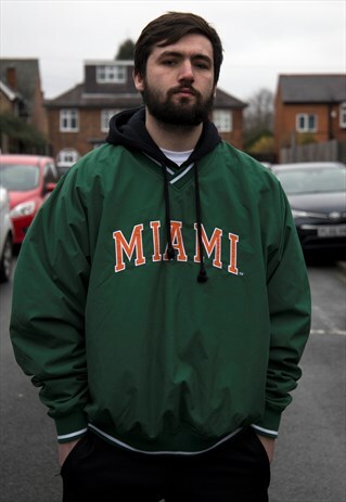VINTAGE MIAMI HURRICANES USA COLLEGE PULLOVER JACKET