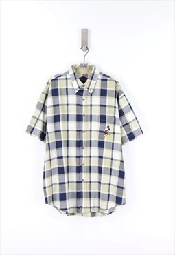 Disney Mickey Mouse Check Short Sleeve Shirt in Yellow - XL