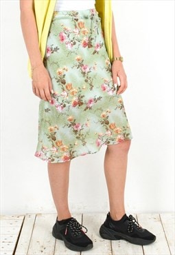 Women's  M Summer Skirt Knee Length Vintage Floral Pattern 