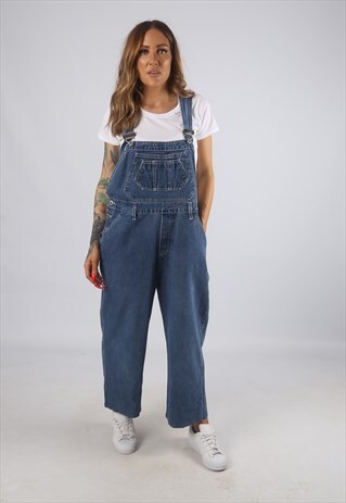 VINTAGE DENIM DUNGAREES NEVADA WIDE LEG UK 16 XL (H2J)