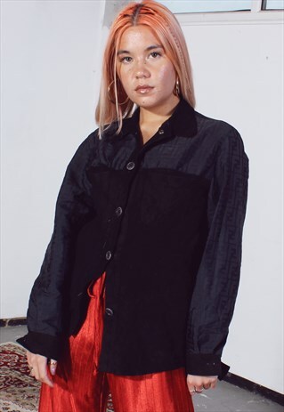 VINTAGE FENDI BLACK SUEDE BODY SHIRT
