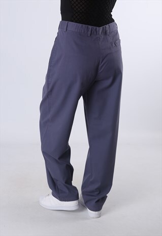 HIGH WAISTED TROUSERS PLAIN WIDE TAPERED LEG UK 14 (CW4G)