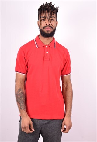 HENRI LLOYD MENS VINTAGE POLO SHIRT MEDIUM RED 90'S