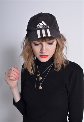 VINTAGE ADIDAS BASEBALL CAP HAT BLACK
