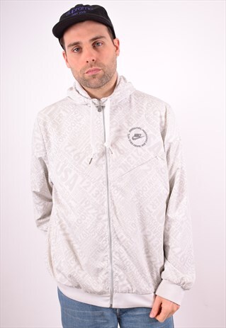 NIKE MENS VINTAGE HOODIE JACKET XL WHITE 90S