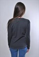 VINTAGE MINIMALIST PULLOVER GREY BLOUSE WITH LONG SLEEVE 