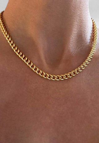 14" 6MM CUBAN CURB NECKLACE CHAIN - GOLD