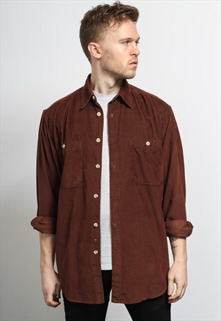 VINTAGE CORDUROY CORD SHIRT BROWN