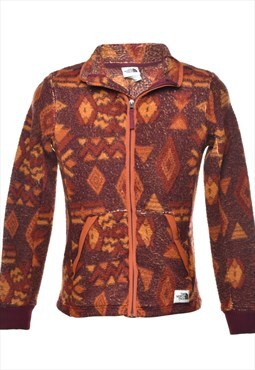 Vintage The North Face Brown & Burnt Orange Patterned Fleece