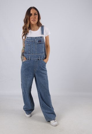 VINTAGE CALVIN KLEIN DENIM DUNGAREES WIDE LEG UK 12 (W5J)