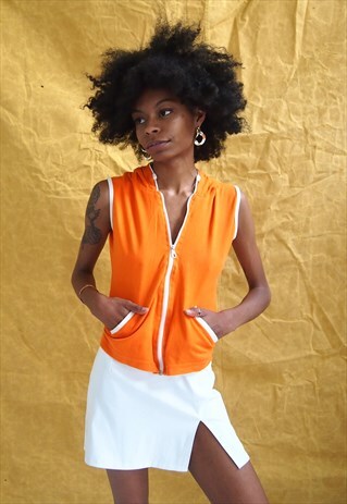 ORANGE HOODY SPORTY TOP
