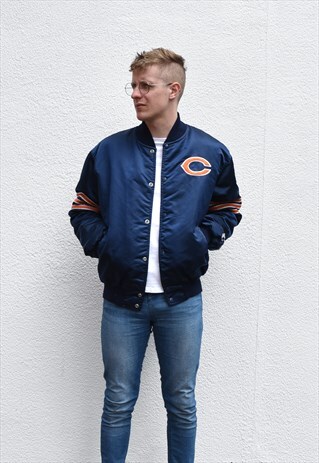 1980S CHICAGO BEARS SATIN BOMBER JACKET SIZE L