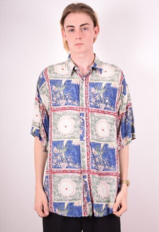 MENS VINTAGE CRAZY PRINT SHIRT LARGE MULTI 90S