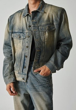 Men's vintage distressed denim jacket A VOL.1
