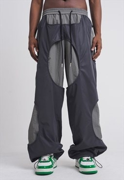 Reflective joggers luminous utility pants glow trousers grey