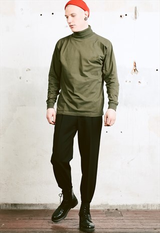 VINTAGE 90S KHAKI TURTLENECK SWEATSHIRT