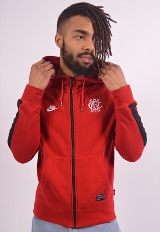 NIKE MENS VINTAGE MC FOOTBALL CLUB HOODIE SWEATER SMALL RED