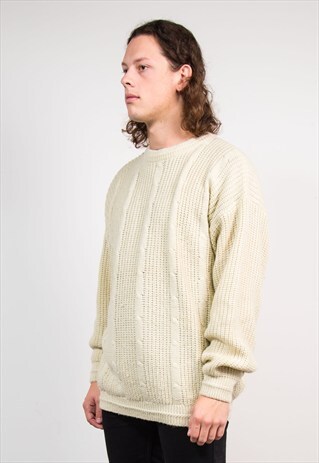 VINTAGE 90'S CREAM CABLE KNIT OVERSIZE JUMPER