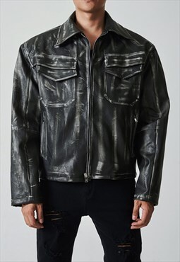 Men's Tie-dye PU leather jacket AW2023 VOL.1