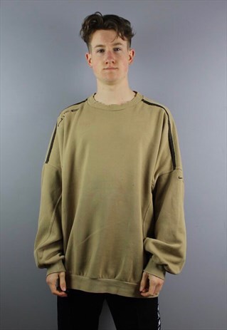 VINTAGE NIKE SWEATSHIRT IN BROWN WITH EMBROIDERED LOGOS.