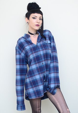 VINTAGE 90'S GRUNGE CHECKED FLANNEL SLOUCHY SHIRT