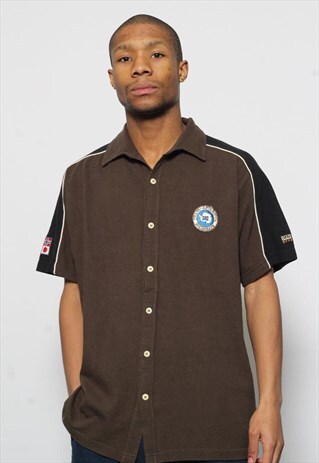 VINTAGE NAPAPIJRI BUTTON UP SHORT SLEEVE LOGO SHIRT